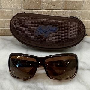 Maui Jim Palms Super Thin Glass Chocolate Polarized Wrap Sunglasses with Case